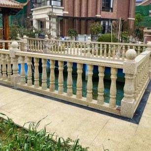 贺州黄金麻花岗岩石材栏杆，扶手，将军柱，花瓶柱