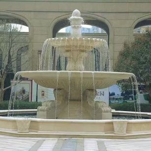 贺州 黄金麻花岗岩异型加工——户外庭院石雕流水喷泉