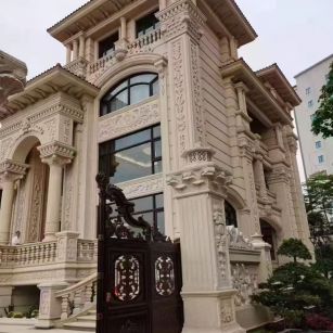 贺州 黄金麻花岗岩别墅外墙干挂效果展示