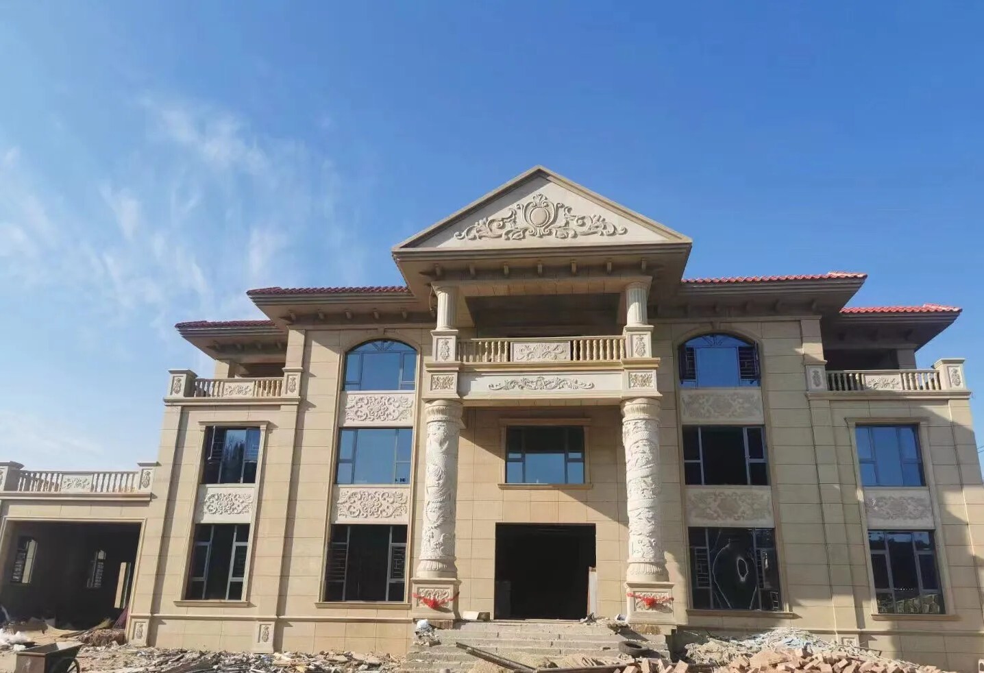 贺州 黄金麻花岗岩别墅外墙干挂