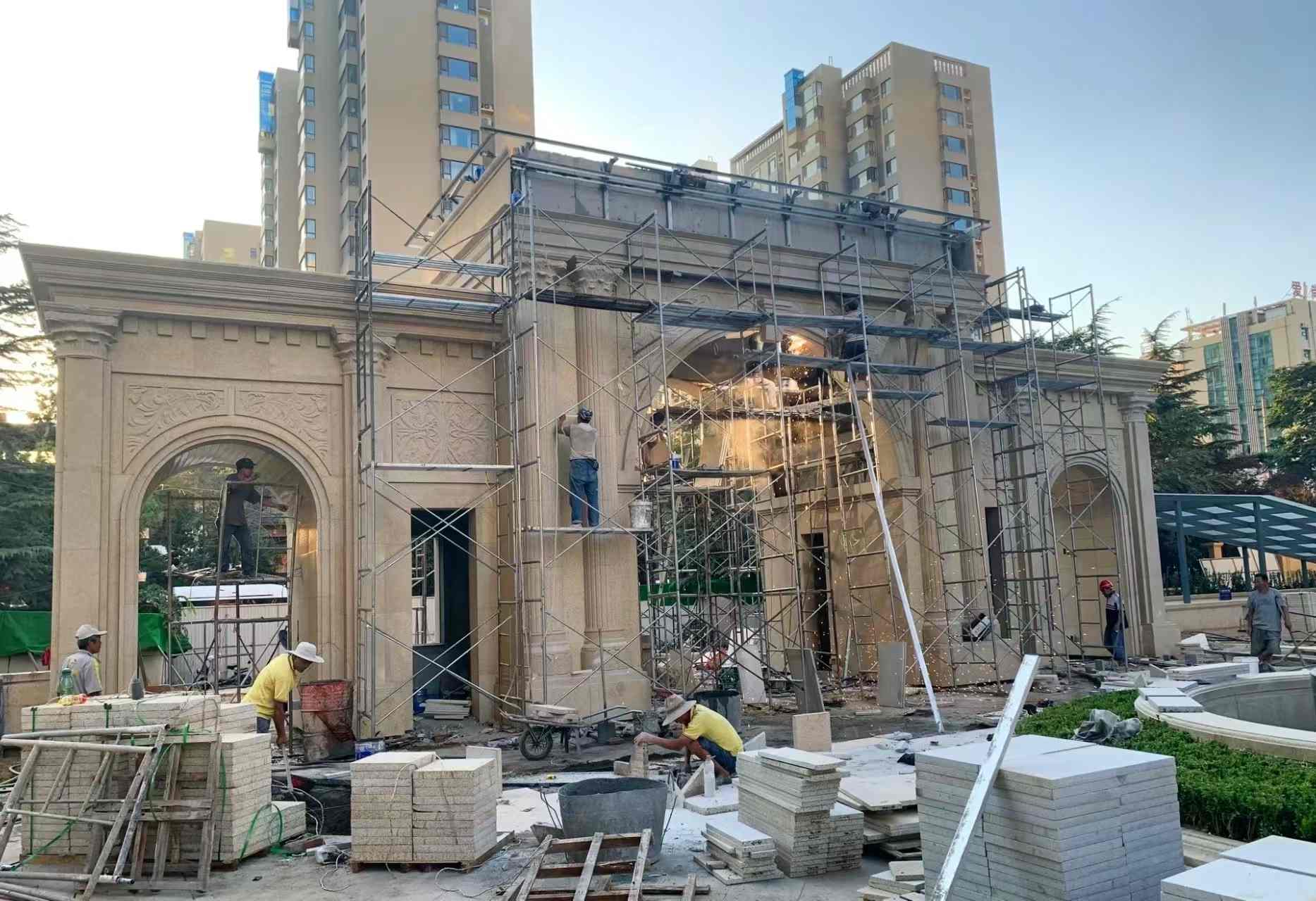 贺州 黄金麻荔枝面花岗岩小区门楼外墙干挂