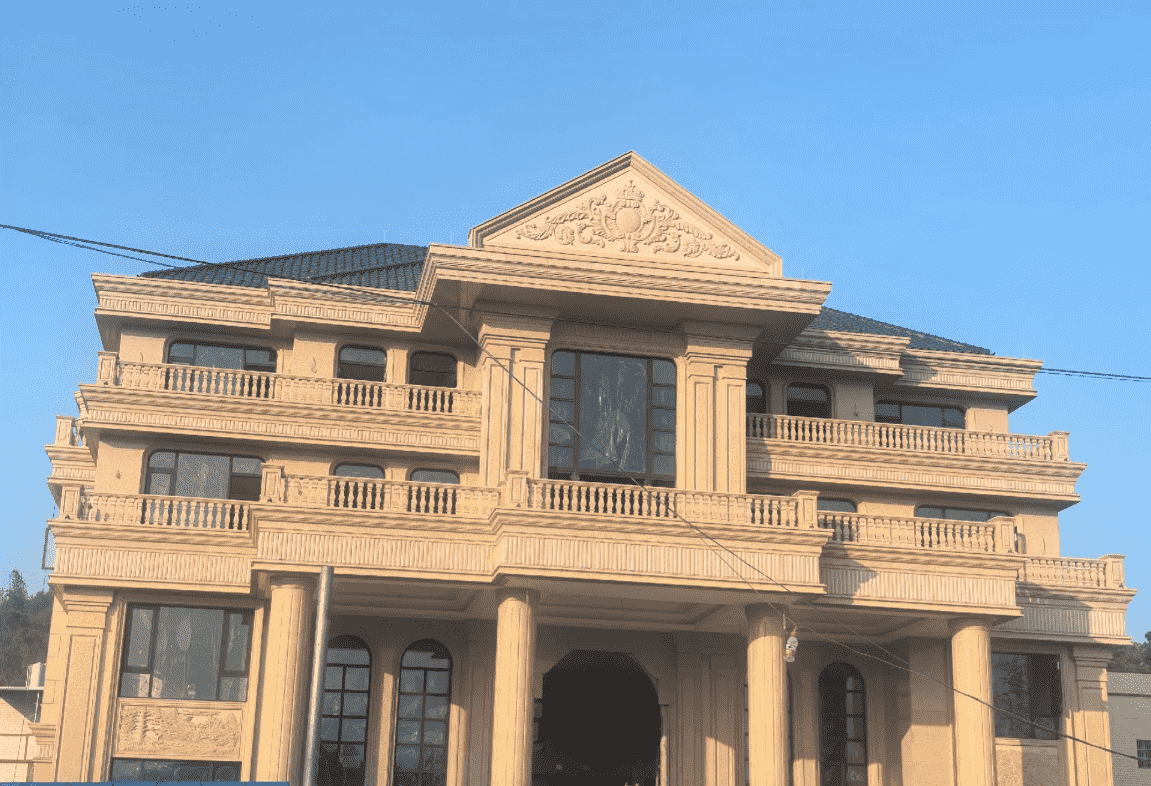 贺州黄金麻别墅外墙干挂石材效果示例